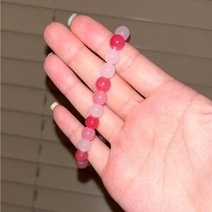 8mm Handmade Pink and rose quartz crystal mix bracelet🩷🤍